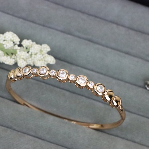 Elegant Rose Gold Bangle with Crystal Accents for Chic Style, XPBL0520 - Picture 12 of 12